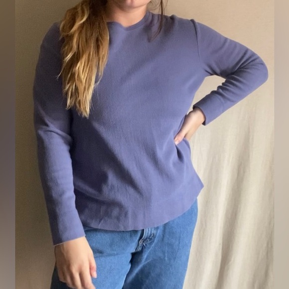Flax Flower Blue Ribbed Long Sleeve Tee - Picture 3 of 5